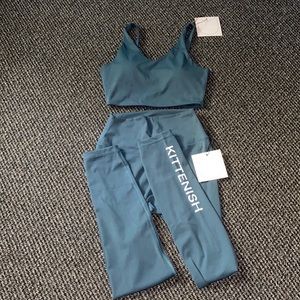 Kittenish Gabi Teal Sports Bra & Leggings